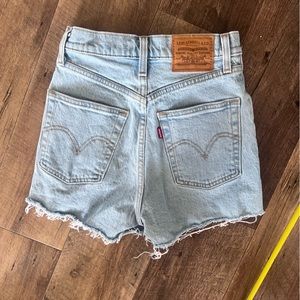 Levi’s ribcage high waisted denim shorts